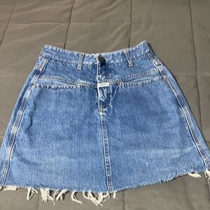Marithe Francois Girbaud Blue Denim Frayed Hem Skirt